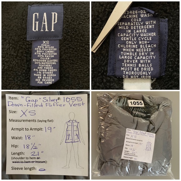 “Gap” Silver Down Filled Puffer Vest size XS - Picture 10 of 10